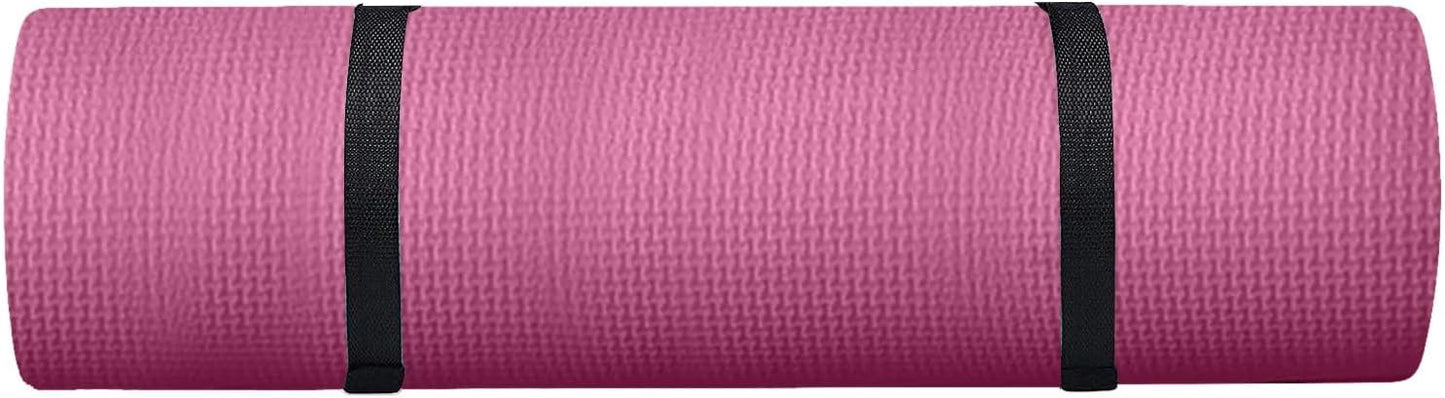 Yoga Mat with Strap 5mm Thick Non Slip Anti-Tear High Density Exercise Mat with Carrying Strap Hot Yoga Mat for Fitness, Home Yoga, Gym, Stretching, Workouts, Floor, Pilates