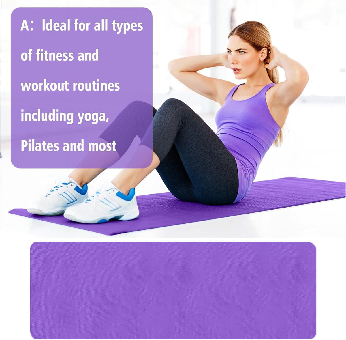 Yoga Mat with Strap 5mm Thick Non Slip Anti-Tear High Density Exercise Mat with Carrying Strap Hot Yoga Mat for Fitness, Home Yoga, Gym, Stretching, Workouts, Floor, Pilates