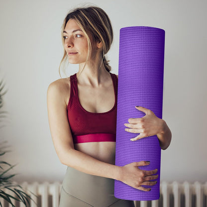 Yoga Mat with Strap 5mm Thick Non Slip Anti-Tear High Density Exercise Mat with Carrying Strap Hot Yoga Mat for Fitness, Home Yoga, Gym, Stretching, Workouts, Floor, Pilates