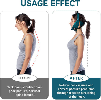 2026 New Upgraded Cervical Neck Traction Device,Neck Stretcher Cervical Traction Device for Decompression Home Physical Therapy, Portable Neck Stretcher Hammock Traction
