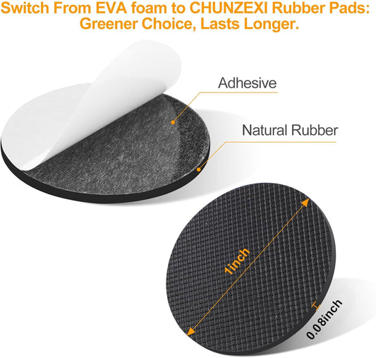 Non Slip Furniture Pads, Self Adhesive Rubber Pads with Anti Skid Stickers, Cuttable Rubber Sheet for Furniture and Appliances (4” × 40”)