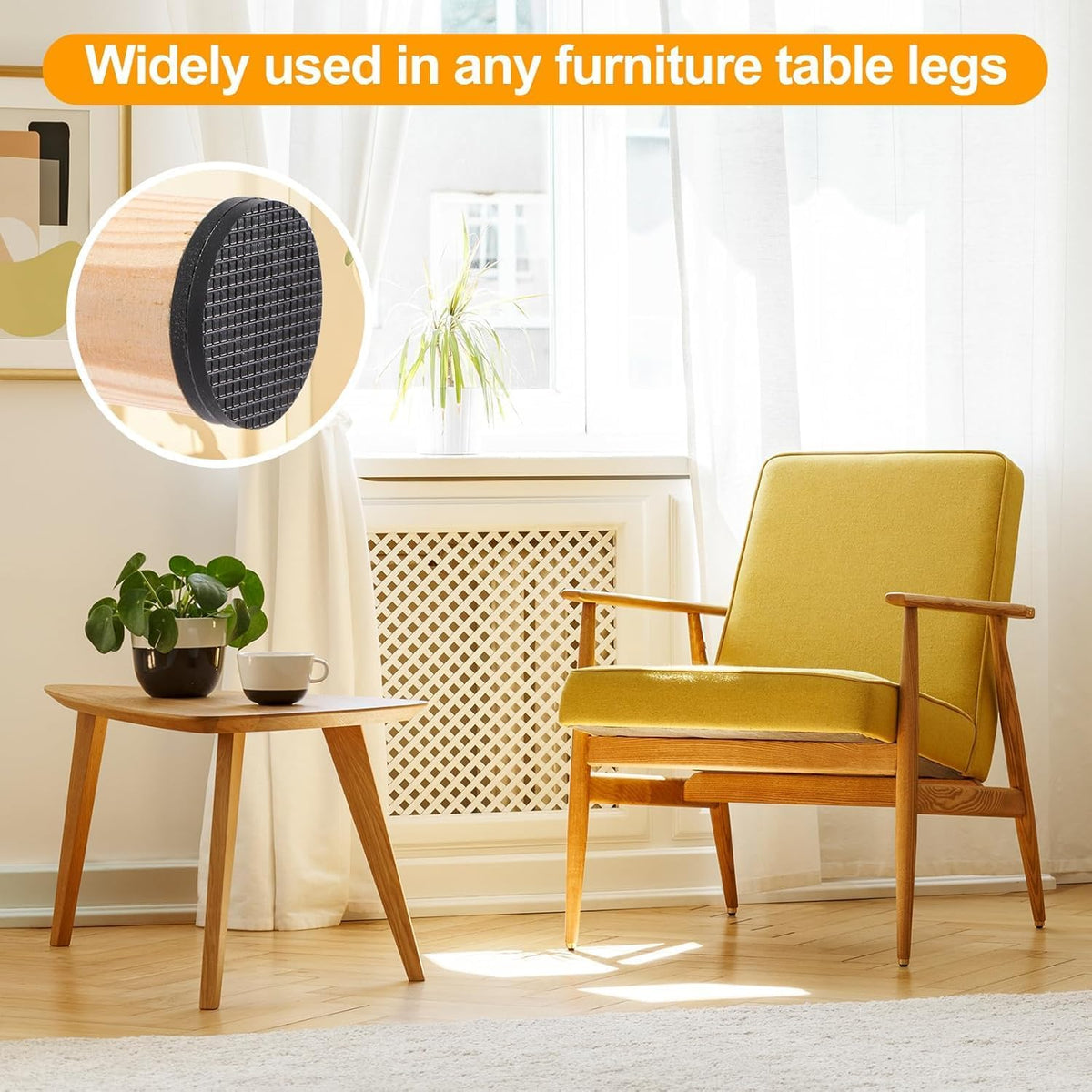 Non Slip Furniture Pads, Self Adhesive Rubber Pads with Anti Skid Stickers, Cuttable Rubber Sheet for Furniture and Appliances (4” × 40”)