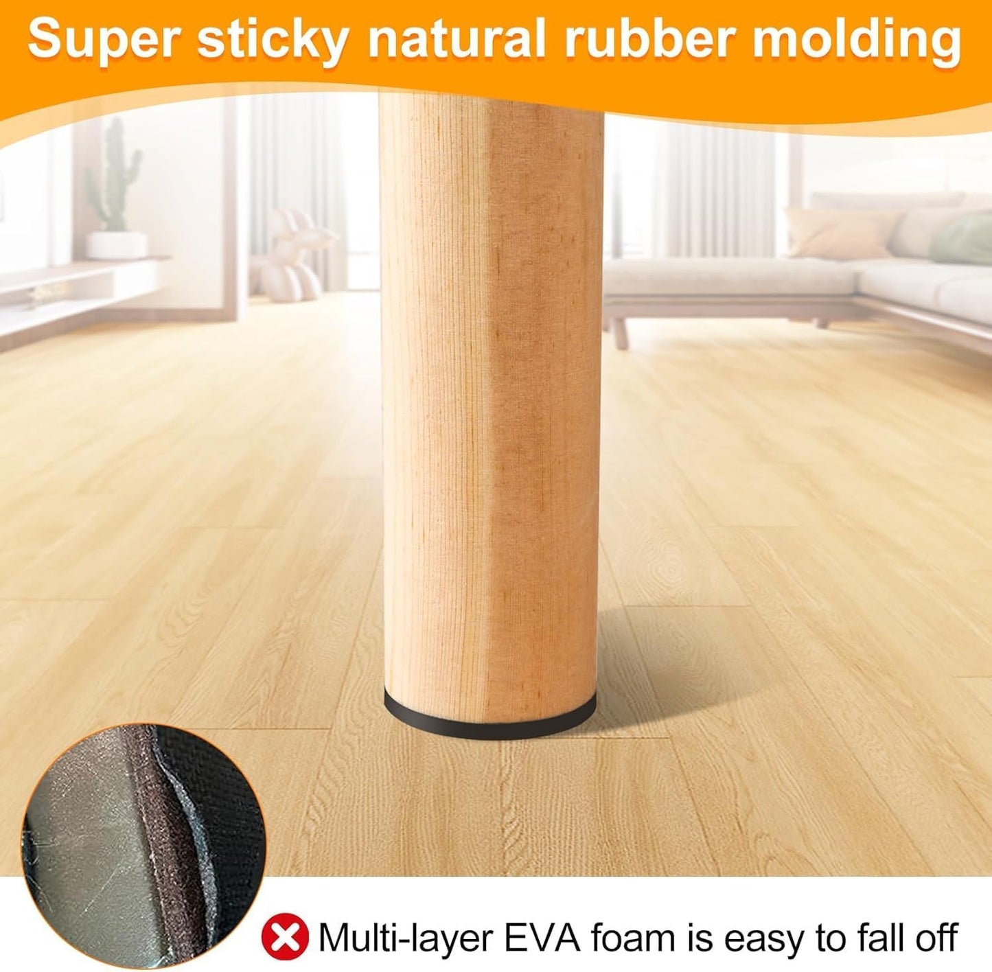 Non Slip Furniture Pads, Self Adhesive Rubber Pads with Anti Skid Stickers, Cuttable Rubber Sheet for Furniture and Appliances (4” × 40”)