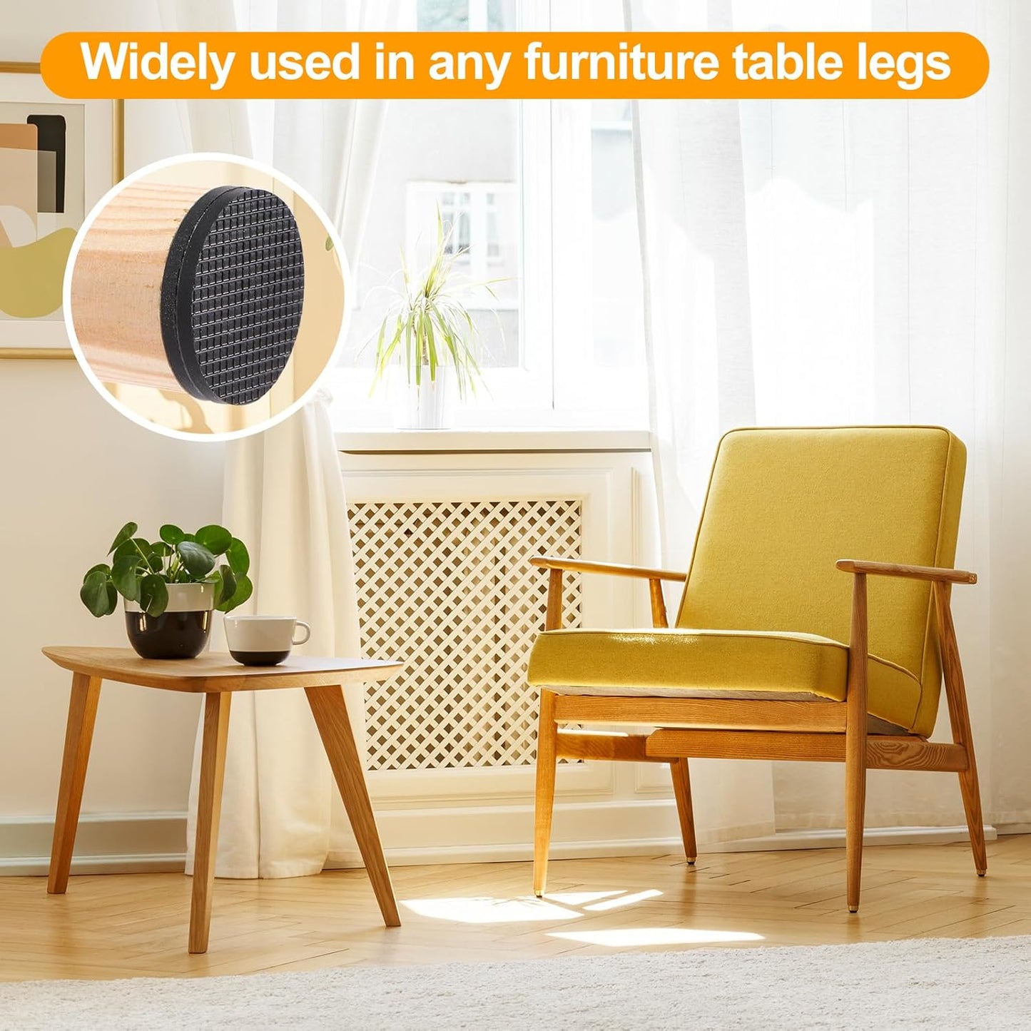 Non Slip Furniture Pads, Self Adhesive Rubber Pads with Anti Skid Stickers, Cuttable Rubber Sheet for Furniture and Appliances (4” × 40”)