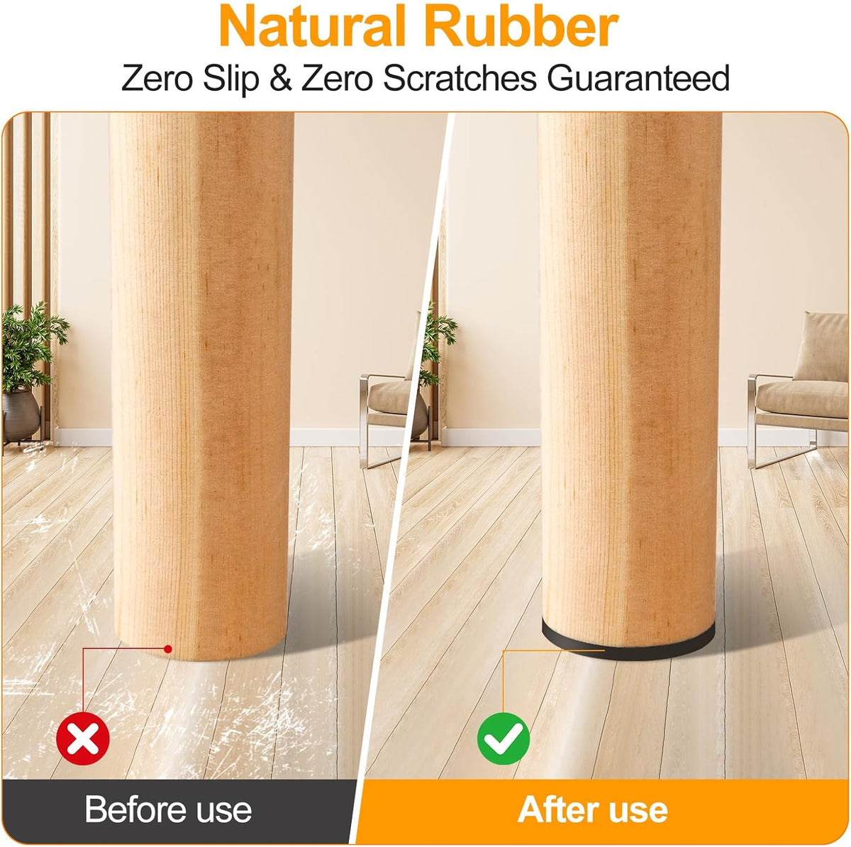 Non Slip Furniture Pads, Self Adhesive Rubber Pads with Anti Skid Stickers, Cuttable Rubber Sheet for Furniture and Appliances (4” × 40”)