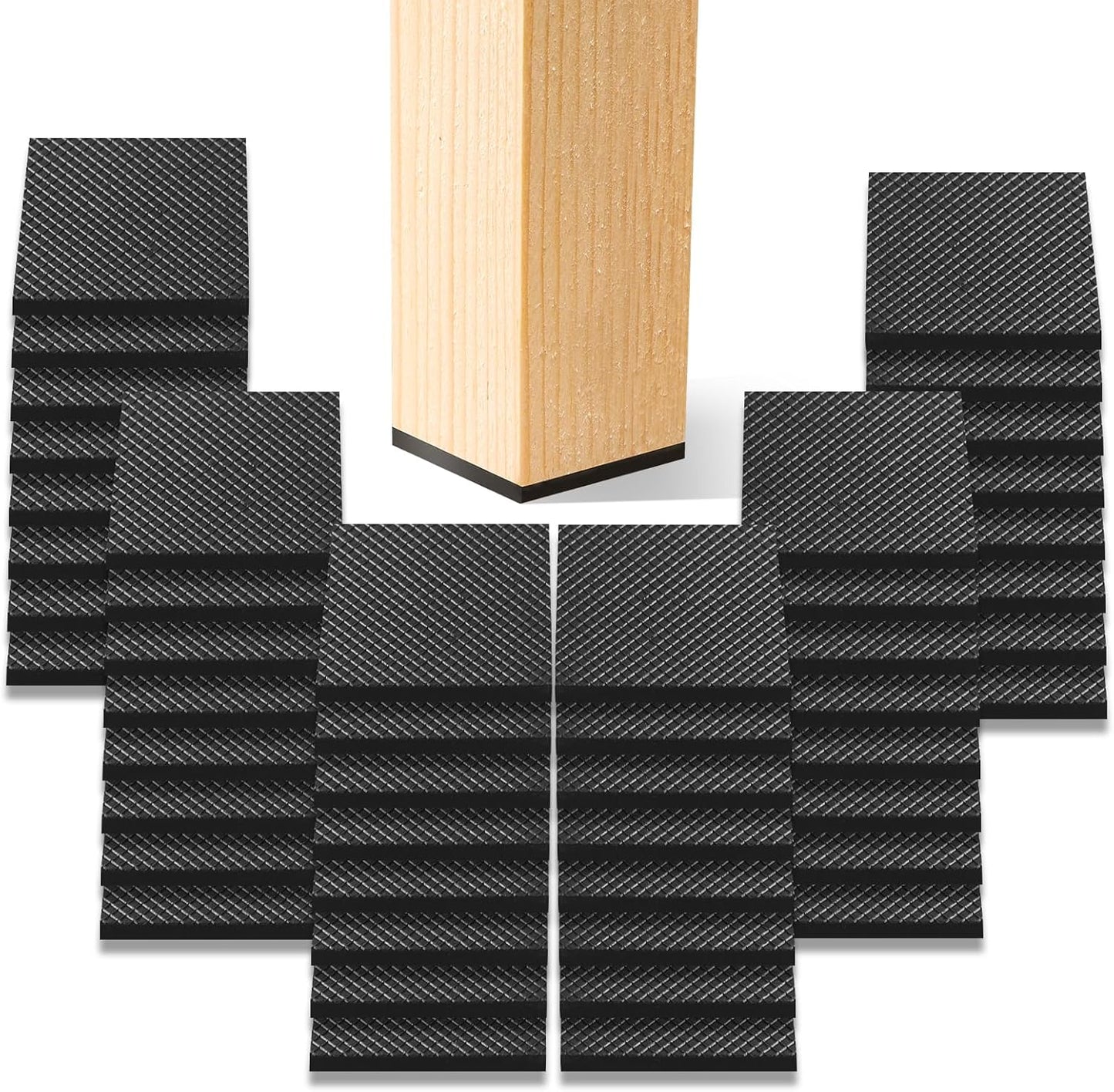 Non Slip Furniture Pads, Self Adhesive Rubber Pads with Anti Skid Stickers, Cuttable Rubber Sheet for Furniture and Appliances (4” × 40”)