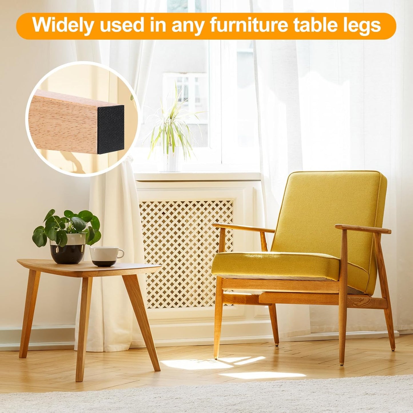 Non Slip Furniture Pads, Self Adhesive Rubber Pads with Anti Skid Stickers, Cuttable Rubber Sheet for Furniture and Appliances (4” × 40”)