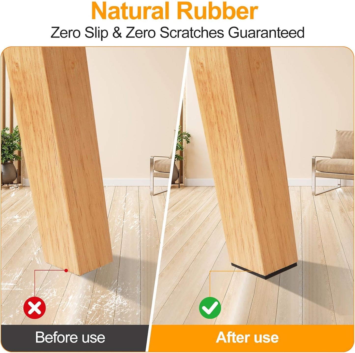 Non Slip Furniture Pads, Self Adhesive Rubber Pads with Anti Skid Stickers, Cuttable Rubber Sheet for Furniture and Appliances (4” × 40”)