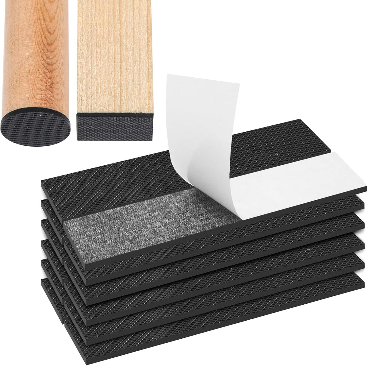 Non Slip Furniture Pads, Self Adhesive Rubber Pads with Anti Skid Stickers, Cuttable Rubber Sheet for Furniture and Appliances (4” × 40”)