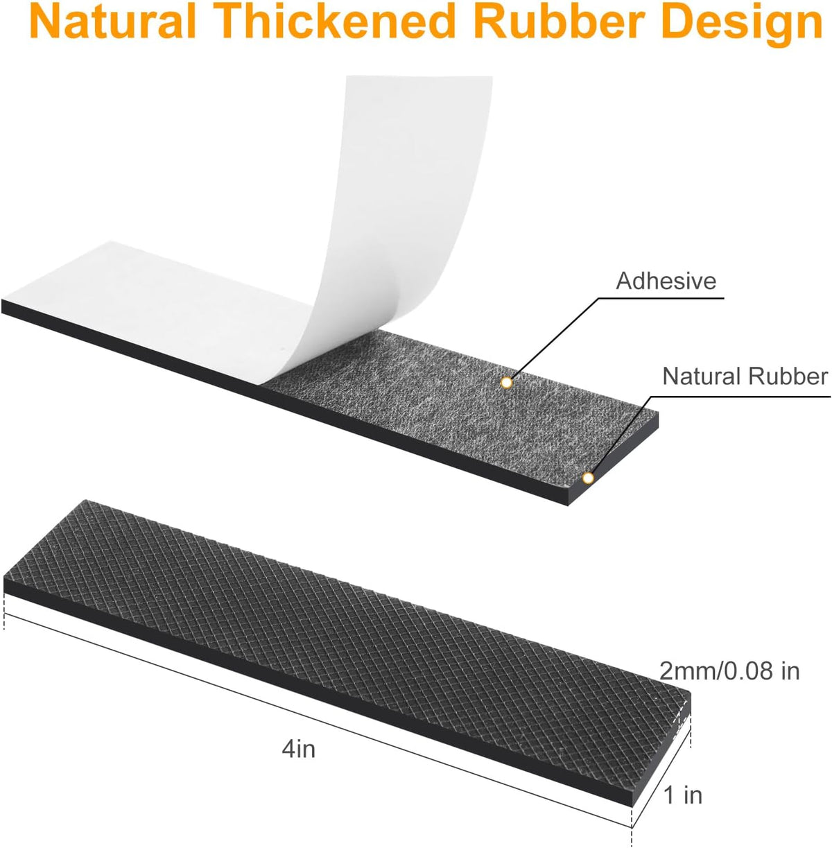 Non Slip Furniture Pads, Self Adhesive Rubber Pads with Anti Skid Stickers, Cuttable Rubber Sheet for Furniture and Appliances (4” × 40”)