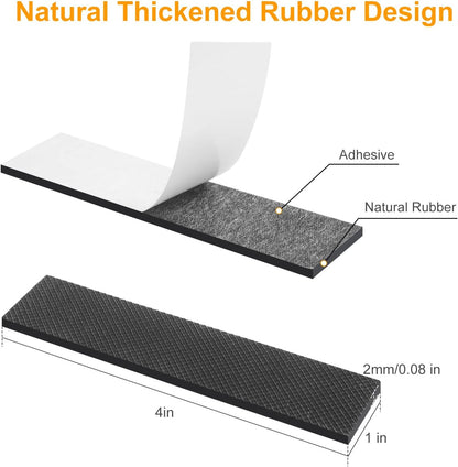Non Slip Furniture Pads, Self Adhesive Rubber Pads with Anti Skid Stickers, Cuttable Rubber Sheet for Furniture and Appliances (4” × 40”)