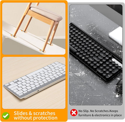 Non Slip Furniture Pads, Self Adhesive Rubber Pads with Anti Skid Stickers, Cuttable Rubber Sheet for Furniture and Appliances (4” × 40”)