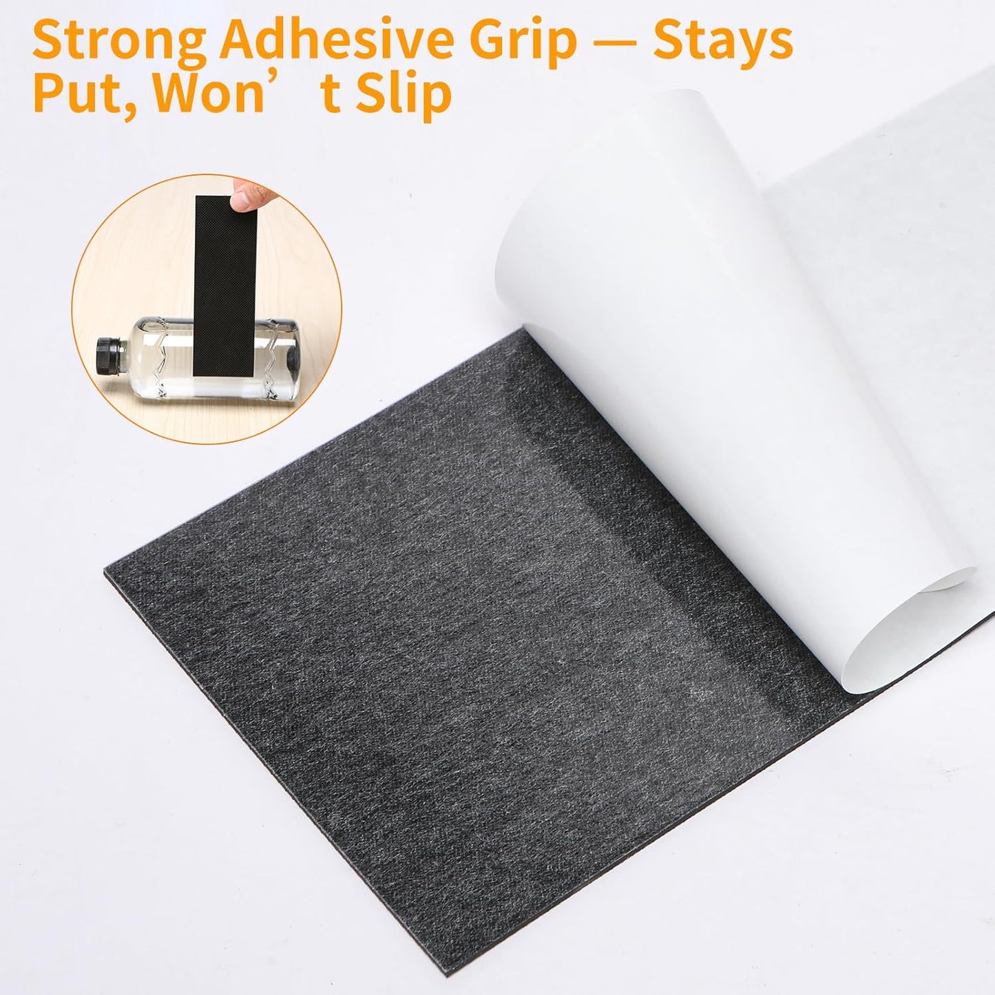 Non Slip Furniture Pads, Self Adhesive Rubber Pads with Anti Skid Stickers, Cuttable Rubber Sheet for Furniture and Appliances (4” × 40”)