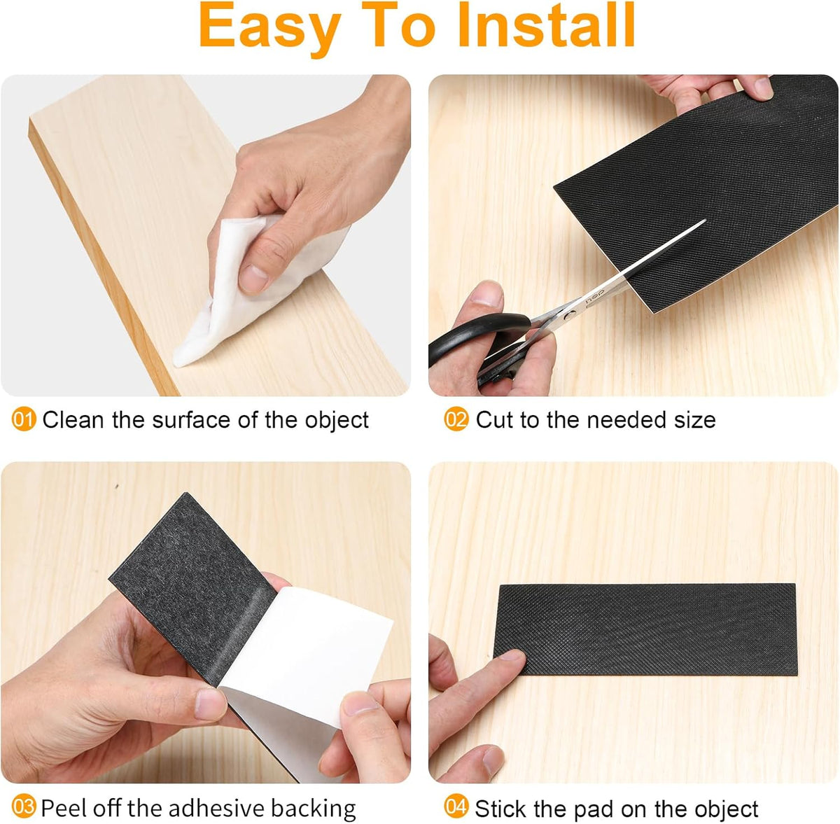 Non Slip Furniture Pads, Self Adhesive Rubber Pads with Anti Skid Stickers, Cuttable Rubber Sheet for Furniture and Appliances (4” × 40”)