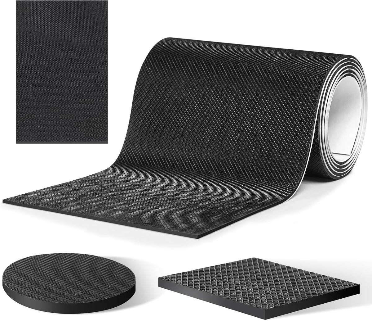 Non Slip Furniture Pads, Self Adhesive Rubber Pads with Anti Skid Stickers, Cuttable Rubber Sheet for Furniture and Appliances (4” × 40”)