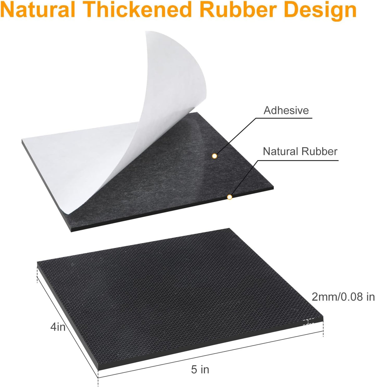 Non Slip Furniture Pads, Self Adhesive Rubber Pads with Anti Skid Stickers, Cuttable Rubber Sheet for Furniture and Appliances (4” × 40”)