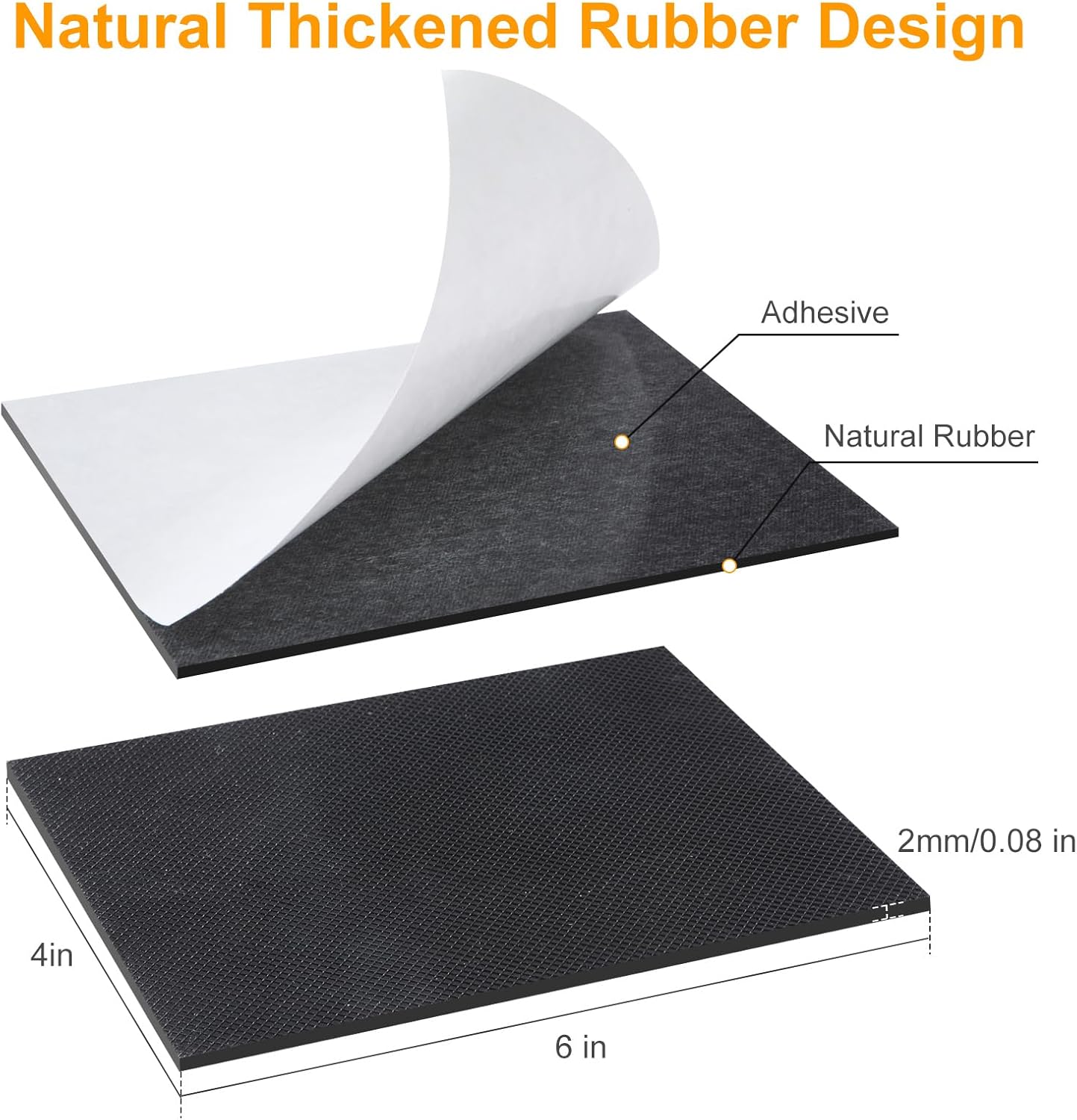 Non Slip Furniture Pads, Self Adhesive Rubber Pads with Anti Skid Stickers, Cuttable Rubber Sheet for Furniture and Appliances (4” × 40”)