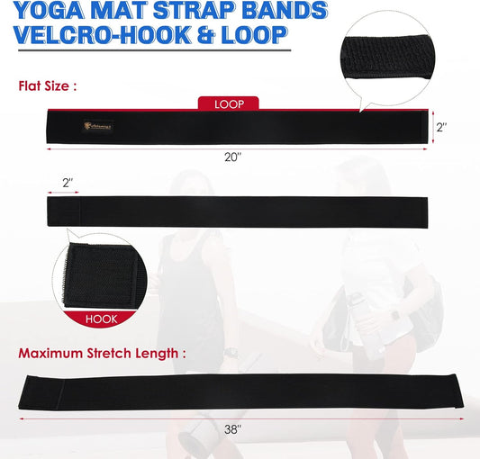 Yoga Mat Strap,Heavy Duty Bungee Straps Band,Wrap Organizer for Yoga Mat/Workout/Exercise(20" L x 2" W)
