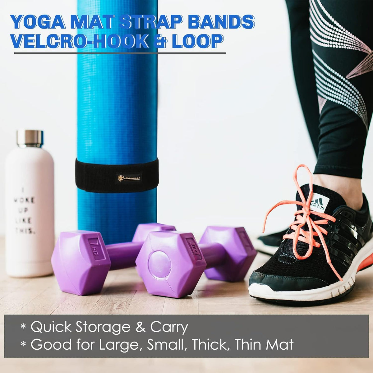 Yoga Mat Strap,Heavy Duty Bungee Straps Band,Wrap Organizer for Yoga Mat/Workout/Exercise(20" L x 2" W)