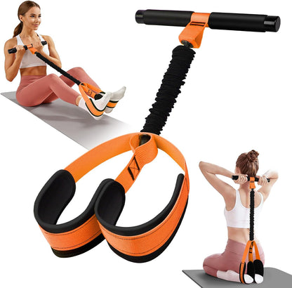 Pedal Resistance Bands with Handles, Upgraded 55LBS Thickened Latex Exercise Bands, Soft Foam Pedal, Sit Up Trainer for Abs Core Arms Legs, Home Gym Equipment for Pilates Yoga Physical Therapy