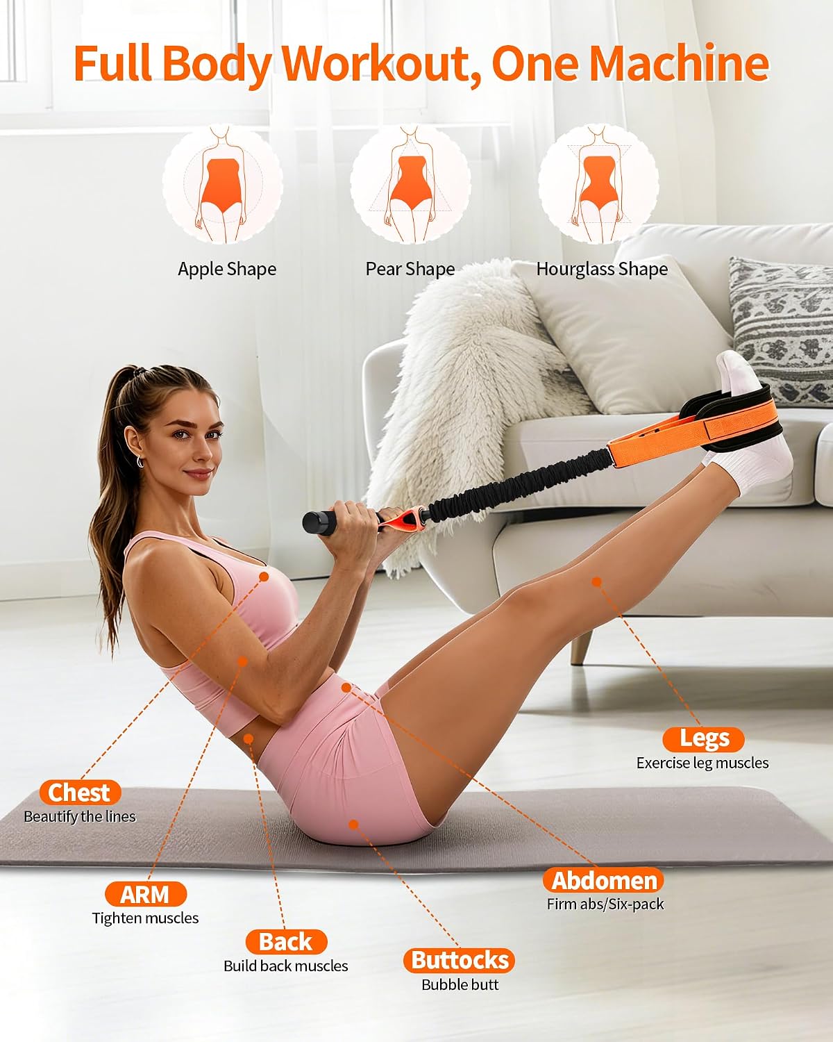 Pedal Resistance Bands with Handles, Upgraded 55LBS Thickened Latex Exercise Bands, Soft Foam Pedal, Sit Up Trainer for Abs Core Arms Legs, Home Gym Equipment for Pilates Yoga Physical Therapy