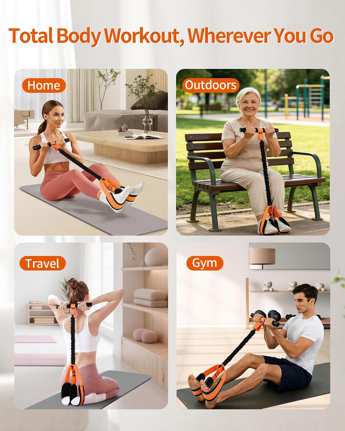 Pedal Resistance Bands with Handles, Upgraded 55LBS Thickened Latex Exercise Bands, Soft Foam Pedal, Sit Up Trainer for Abs Core Arms Legs, Home Gym Equipment for Pilates Yoga Physical Therapy