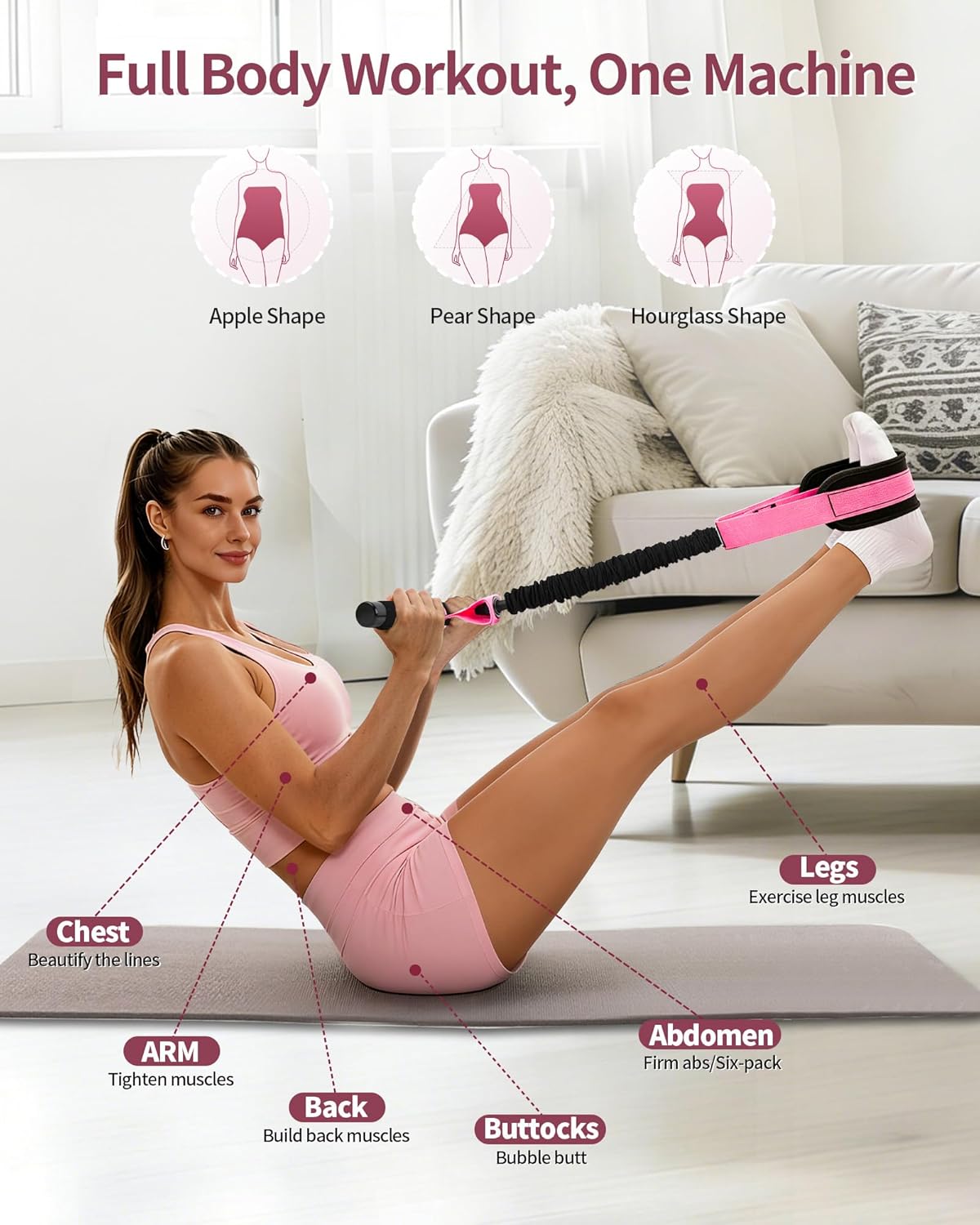 Pedal Resistance Bands with Handles, Upgraded 55LBS Thickened Latex Exercise Bands, Soft Foam Pedal, Sit Up Trainer for Abs Core Arms Legs, Home Gym Equipment for Pilates Yoga Physical Therapy