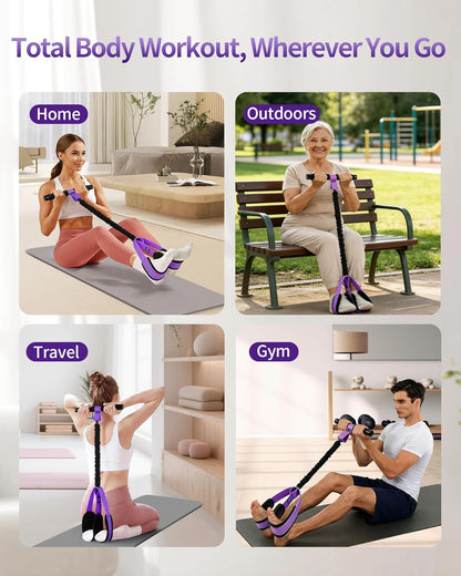Pedal Resistance Bands with Handles, Upgraded 55LBS Thickened Latex Exercise Bands, Soft Foam Pedal, Sit Up Trainer for Abs Core Arms Legs, Home Gym Equipment for Pilates Yoga Physical Therapy