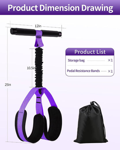 Pedal Resistance Bands with Handles, Upgraded 55LBS Thickened Latex Exercise Bands, Soft Foam Pedal, Sit Up Trainer for Abs Core Arms Legs, Home Gym Equipment for Pilates Yoga Physical Therapy