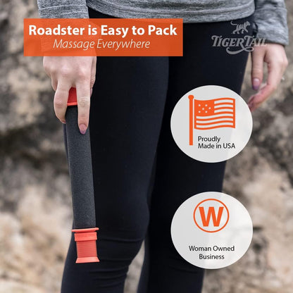 Tiger Tail 18in Massage Stick Portable Roller, Handheld, Deep Tissue Foam Roller, Body Massage and Myofascial Release Tool for Legs, Neck, Calves, Thighs, Shins & Back, The Original 18, Made in USA