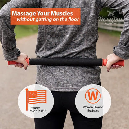 Tiger Tail 18in Massage Stick Portable Roller, Handheld, Deep Tissue Foam Roller, Body Massage and Myofascial Release Tool for Legs, Neck, Calves, Thighs, Shins & Back, The Original 18, Made in USA