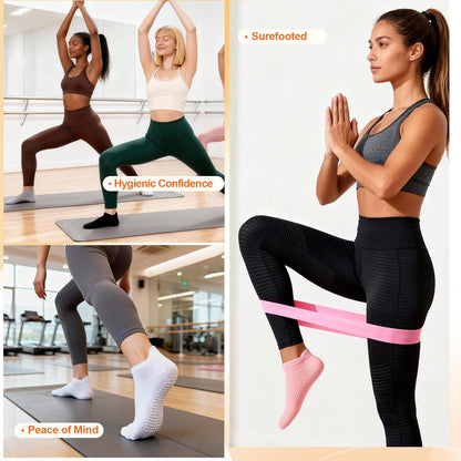 6 Pairs Pilates Socks for Women, Grip Yoga Crew Socks, Non Slip Grippy for Barre, Ballet, Dance & Hospital