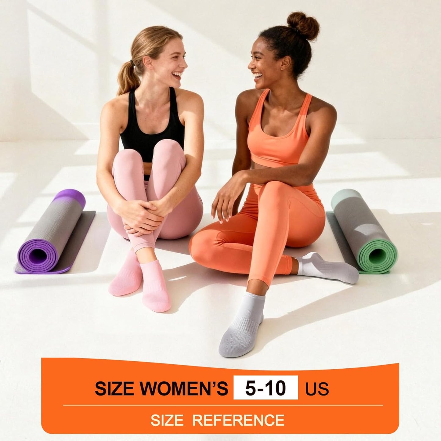 6 Pairs Pilates Socks for Women, Grip Yoga Crew Socks, Non Slip Grippy for Barre, Ballet, Dance & Hospital