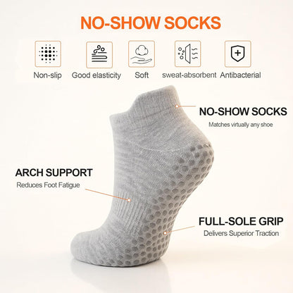 6 Pairs Pilates Socks for Women, Grip Yoga Crew Socks, Non Slip Grippy for Barre, Ballet, Dance & Hospital