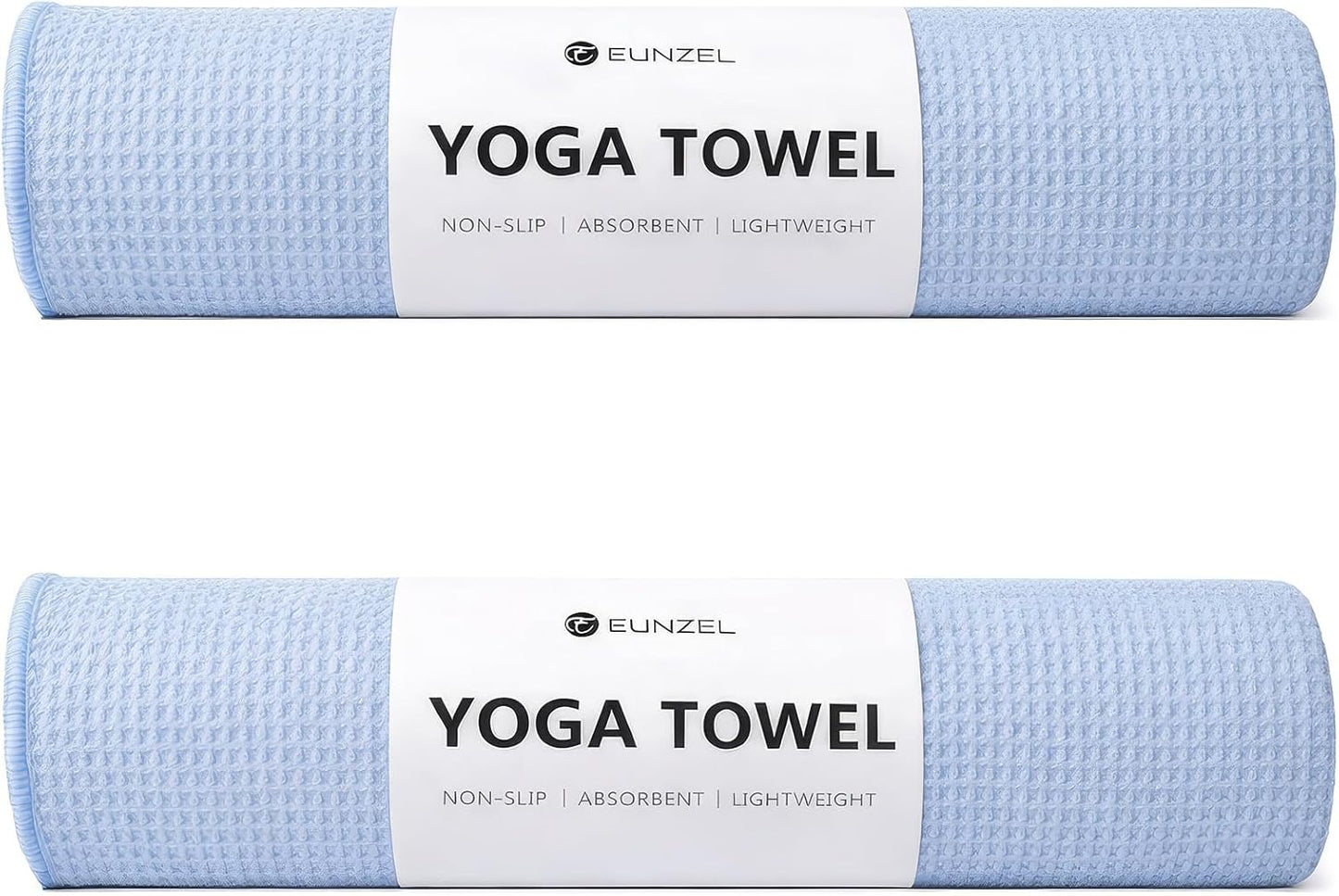 2 Pack Hot Yoga Towel, Non-Slip Yoga Mat Towel with Grip Dots Stickyfiber Sweat Absorbent Towel for Hot Yoga, Pilates and Workout 72" x 24", Blue