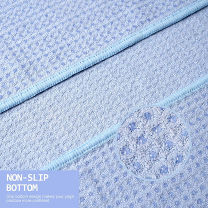 2 Pack Hot Yoga Towel, Non-Slip Yoga Mat Towel with Grip Dots Stickyfiber Sweat Absorbent Towel for Hot Yoga, Pilates and Workout 72" x 24", Blue