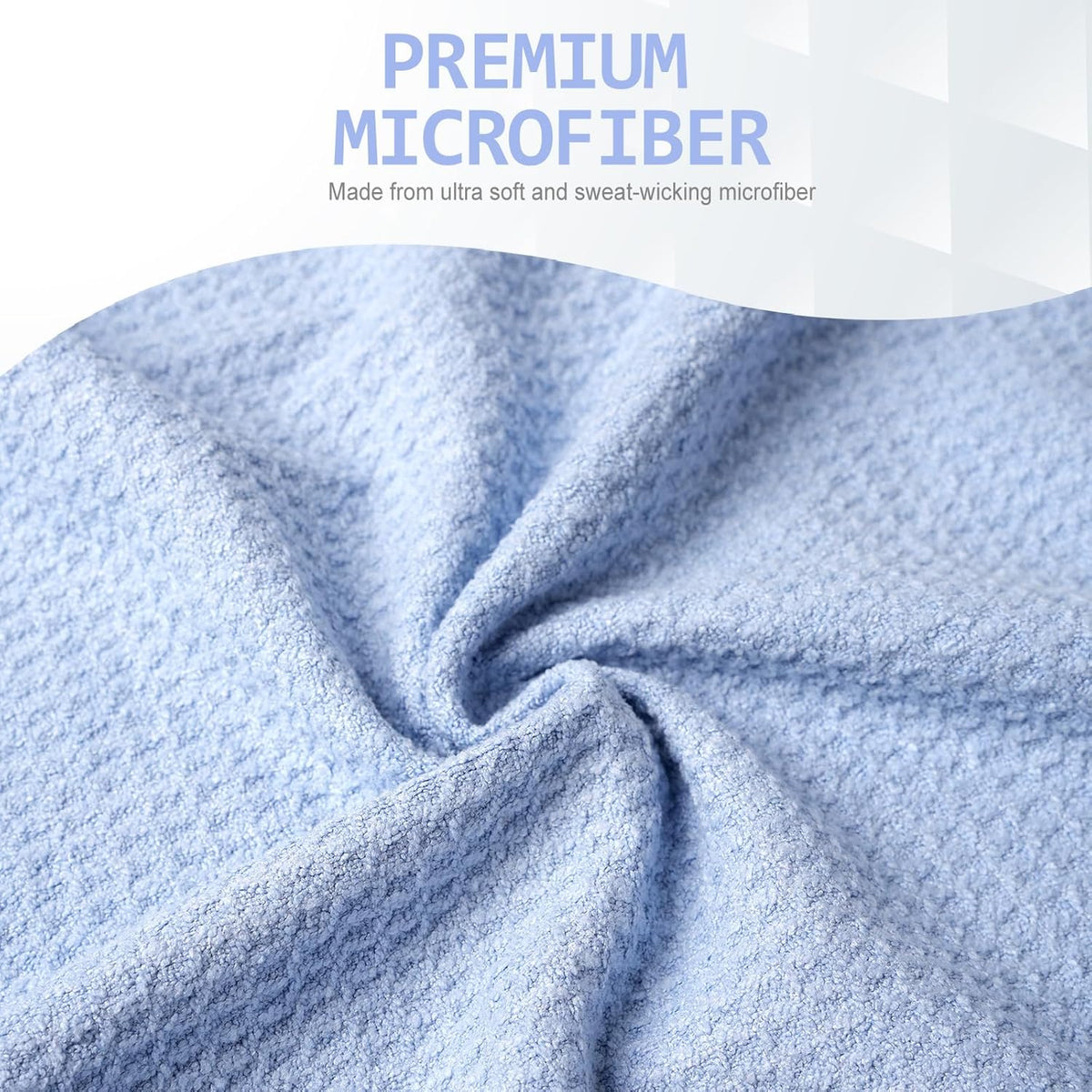 2 Pack Hot Yoga Towel, Non-Slip Yoga Mat Towel with Grip Dots Stickyfiber Sweat Absorbent Towel for Hot Yoga, Pilates and Workout 72" x 24", Blue