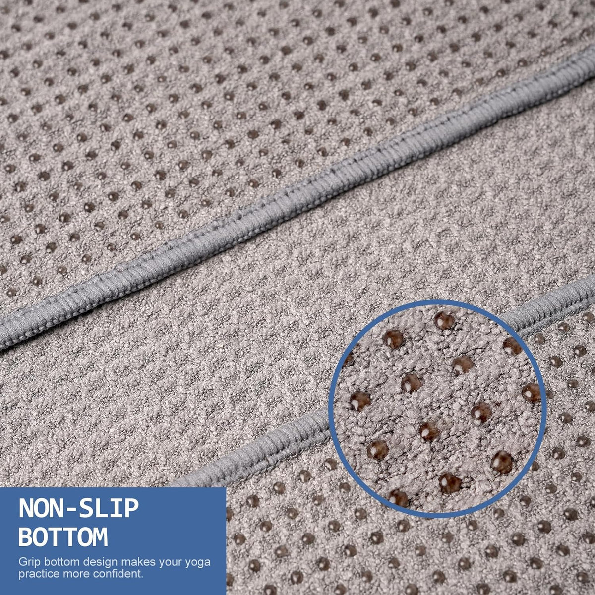 2 Pack Hot Yoga Towel, Non-Slip Yoga Mat Towel with Grip Dots Stickyfiber Sweat Absorbent Towel for Hot Yoga, Pilates and Workout 72" x 24", Blue
