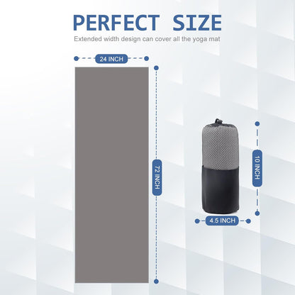 2 Pack Hot Yoga Towel, Non-Slip Yoga Mat Towel with Grip Dots Stickyfiber Sweat Absorbent Towel for Hot Yoga, Pilates and Workout 72" x 24", Blue