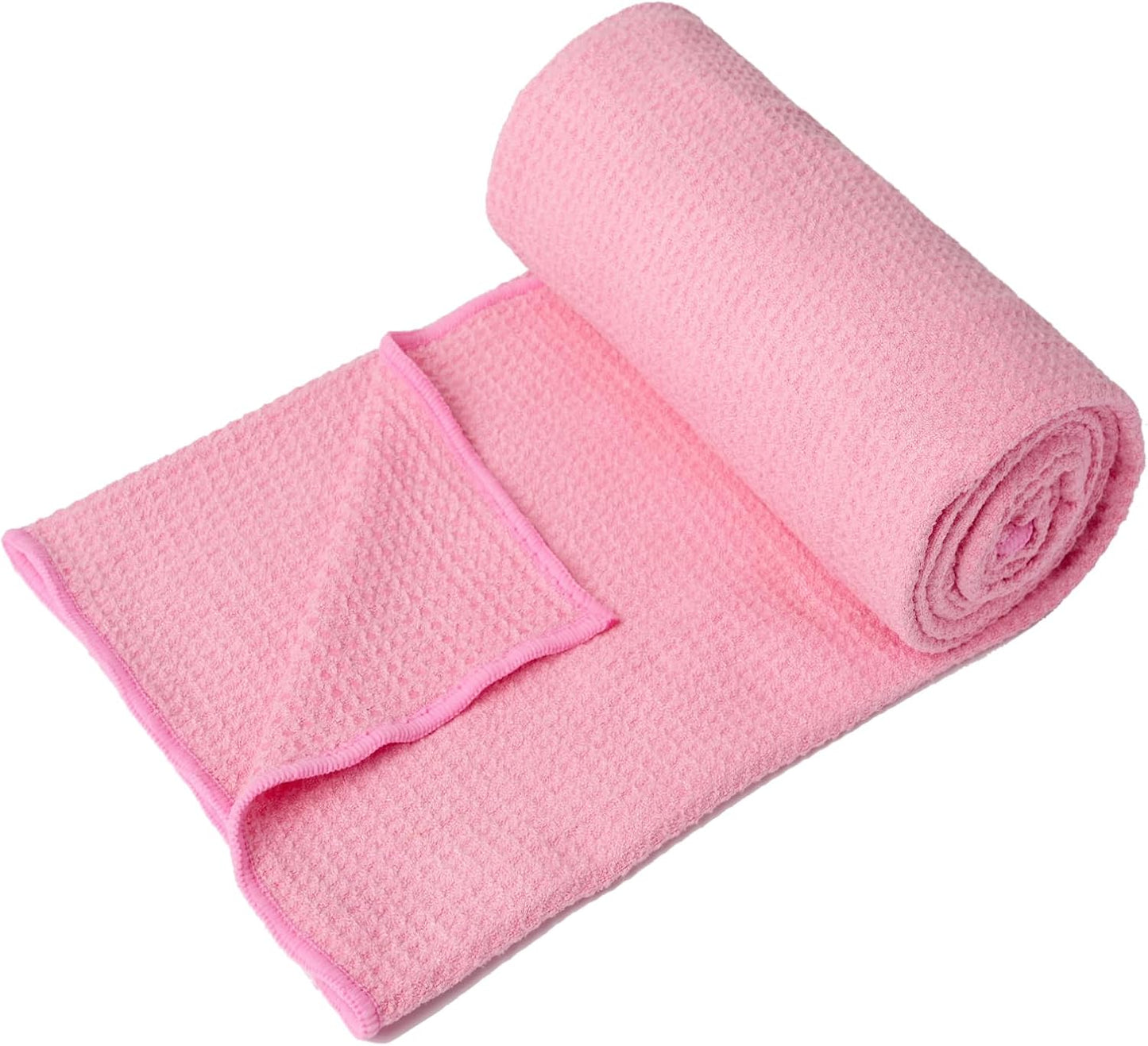 2 Pack Hot Yoga Towel, Non-Slip Yoga Mat Towel with Grip Dots Stickyfiber Sweat Absorbent Towel for Hot Yoga, Pilates and Workout 72" x 24", Blue