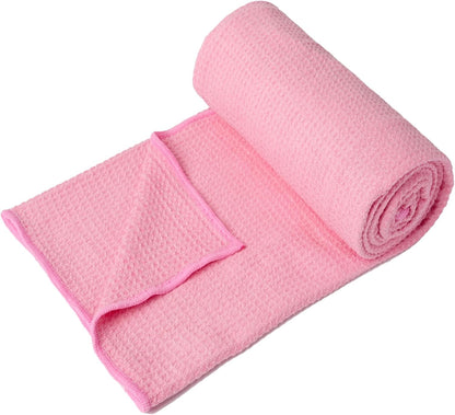 2 Pack Hot Yoga Towel, Non-Slip Yoga Mat Towel with Grip Dots Stickyfiber Sweat Absorbent Towel for Hot Yoga, Pilates and Workout 72" x 24", Blue