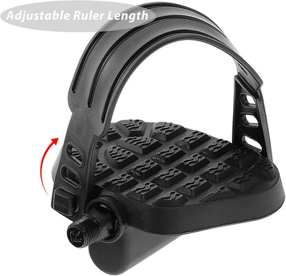 Exercise Bike Pedals with Straps Replacement 2 Pcs Lightweight Platform Bicycle Pedals Compatible with Stationary and Recumbent Bikes Indoor Cycling Accessories