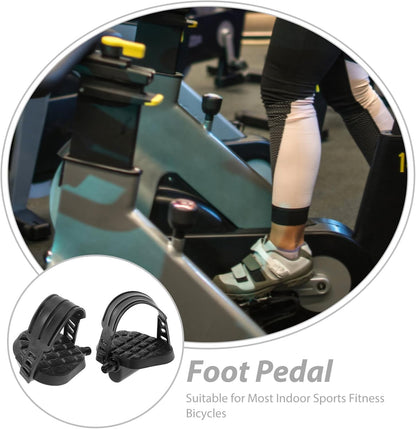 Exercise Bike Pedals with Straps Replacement 2 Pcs Lightweight Platform Bicycle Pedals Compatible with Stationary and Recumbent Bikes Indoor Cycling Accessories