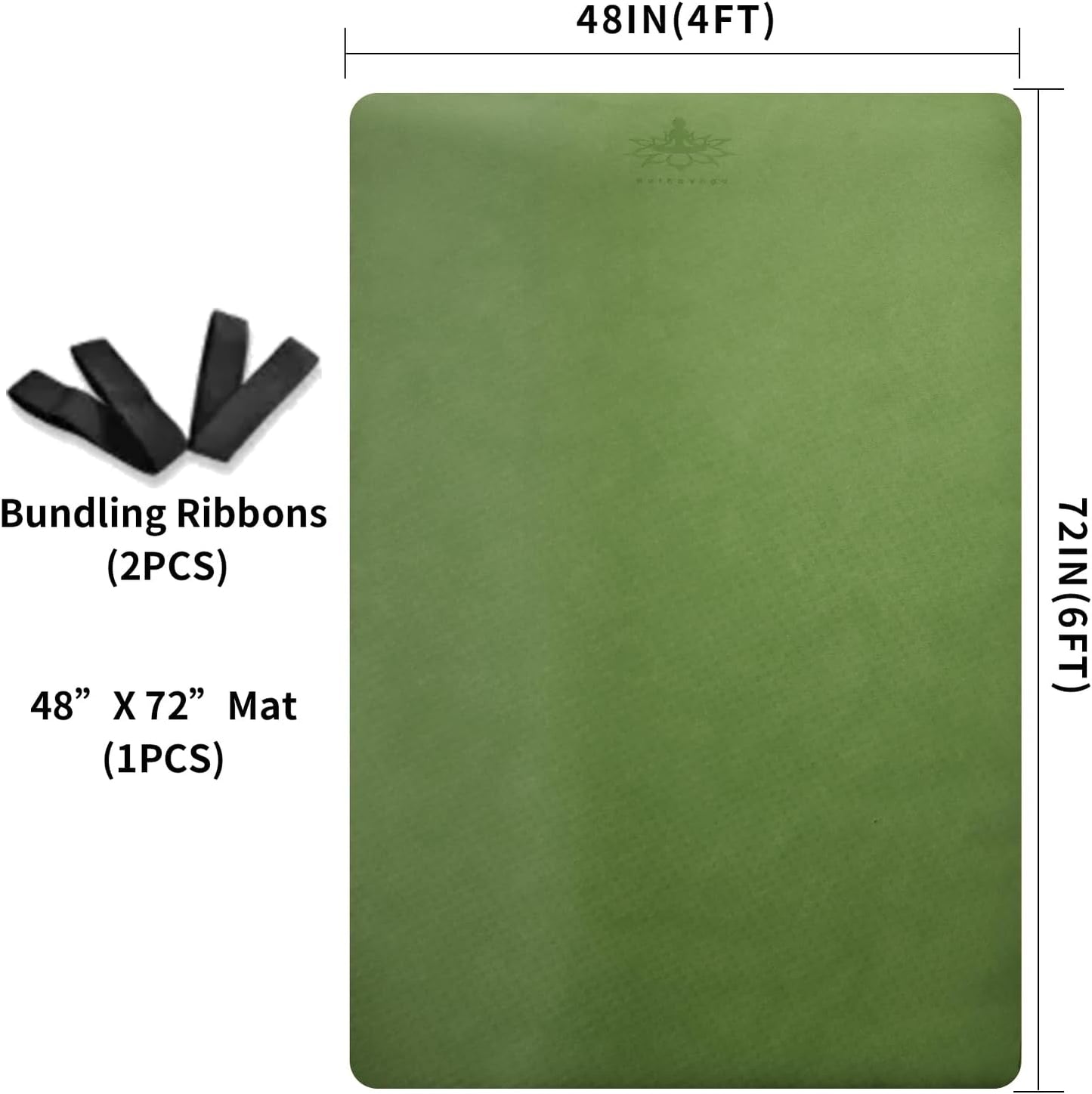 Hatha Yoga Large TPE Yoga Mat 6'x4'x1/2" Extra Thick Non-Slip Exercise Mat - for Yoga Pilates & Home Gym Workouts