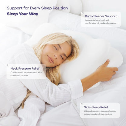 CloudAlign Memory Foam Pillow for Neck & Shoulder Support, Standard