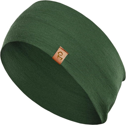 100% Merino Wool Headband for Women Non Slip Stretchy Workout Sweatband Moisture Wicking Breathable Wide Hairband for Running Hiking Sport Gym Yoga Nurse Fashion (Black, One Size)