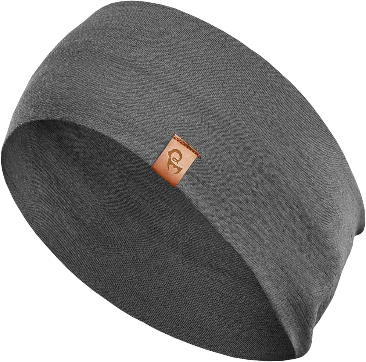 100% Merino Wool Headband for Women Non Slip Stretchy Workout Sweatband Moisture Wicking Breathable Wide Hairband for Running Hiking Sport Gym Yoga Nurse Fashion (Black, One Size)
