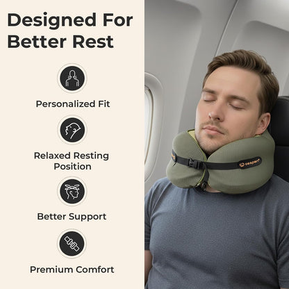 Ergonomic Travel Neck Pillow for Airplanes & Cars, Large