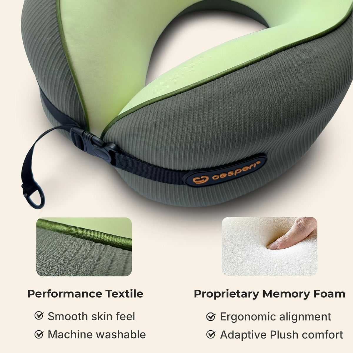 Ergonomic Travel Neck Pillow for Airplanes & Cars, Large
