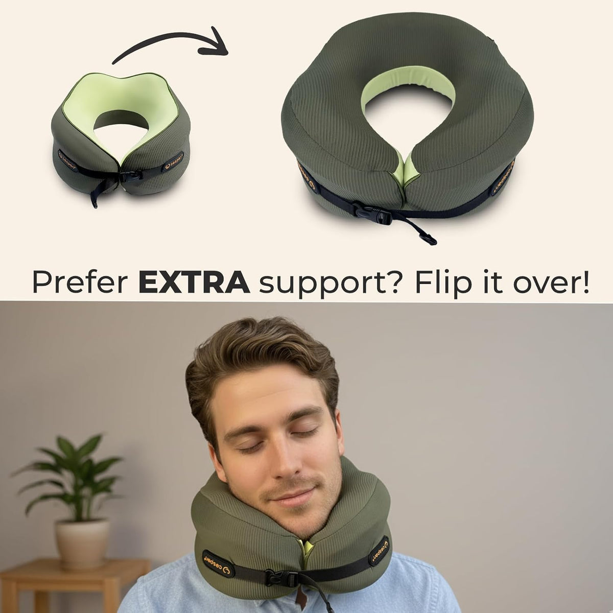 Ergonomic Travel Neck Pillow for Airplanes & Cars, Large
